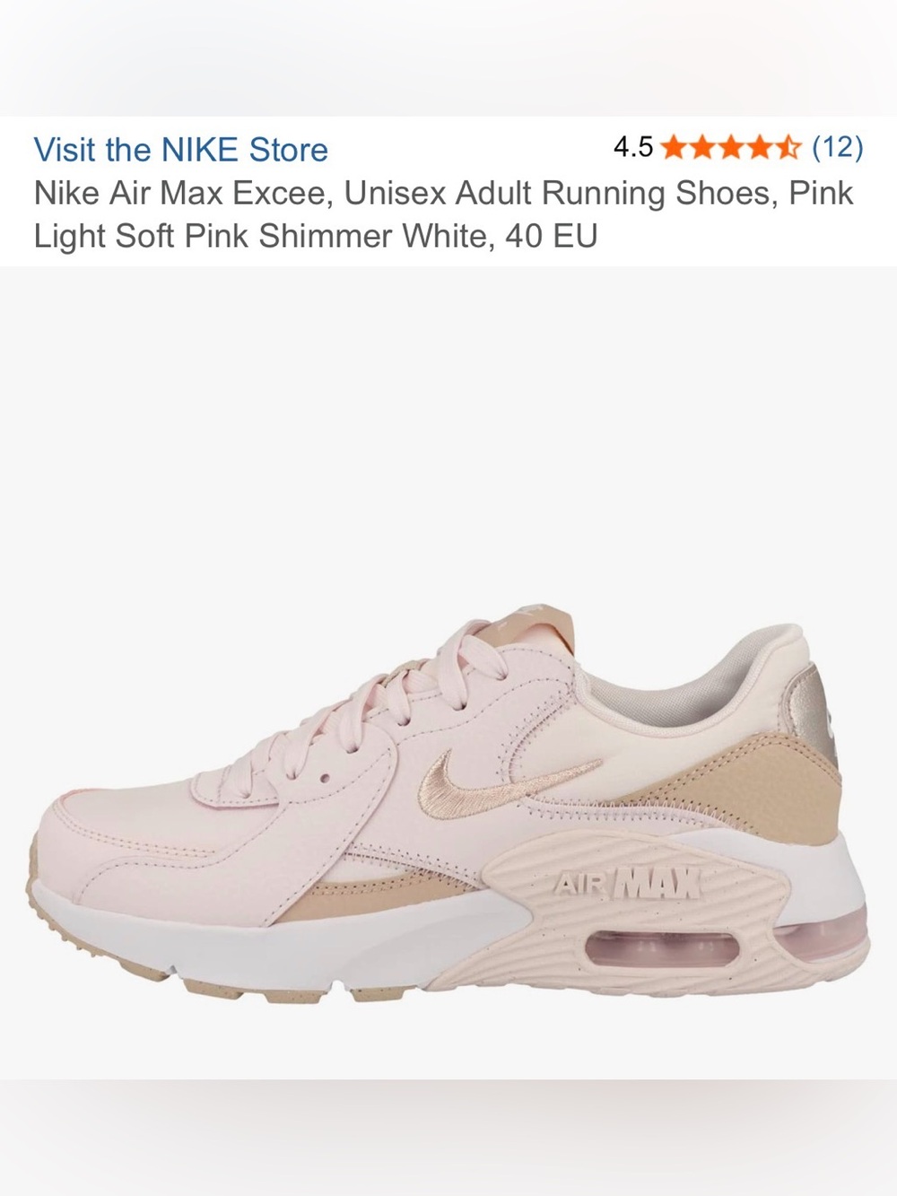 Nike Unisex Women’s size 11 Air Max Excee in Blush Pink and Beige